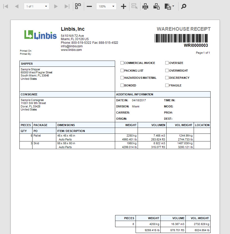 How To Create A Warehouse Receipt On Linbis Logistics Software Linbis Logistics Software