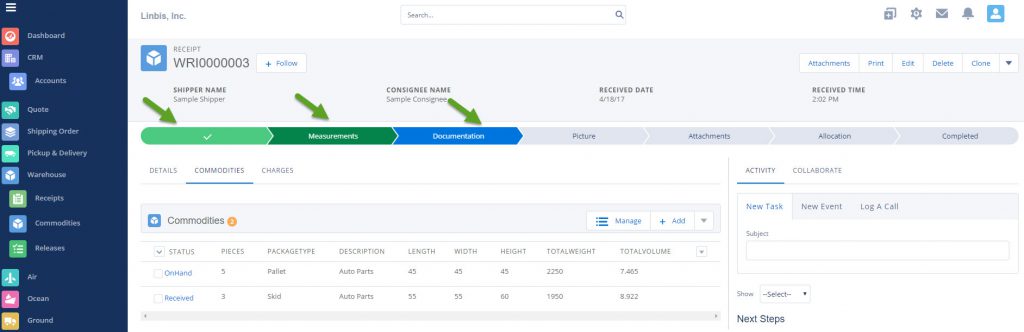 Linbis Logistics Software Create Warehouse Receipt Visual Flow Linbis Logistics Software 9099