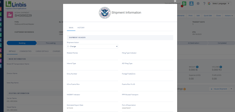 AES Filing Overview - Linbis Logistics Software